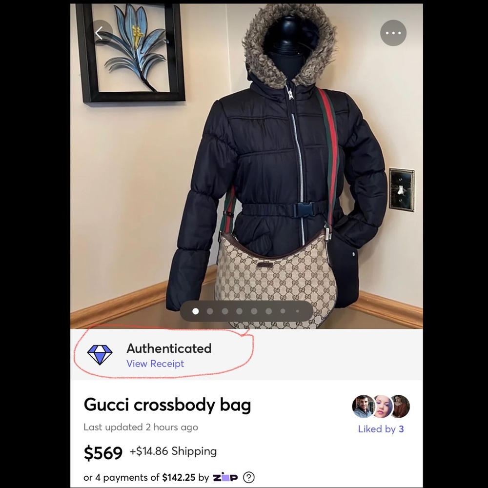 Gucci Beige GG Supreme Canvas Crossbody with Green-Red Web Strap - Picture 16 of 16